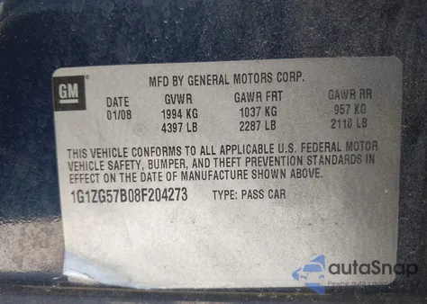 2008 Chevrolet Malibu Ls from USA, damaged, VIN 1G1ZG57B08F204273